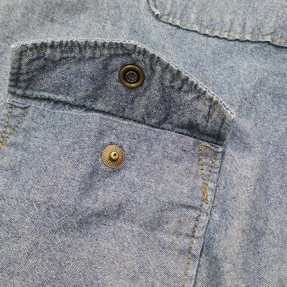 Mens Wrangler Jeans Co. Red Long Sleeve Denim Pearl Snap Shirt XL - Picture 8 of 10